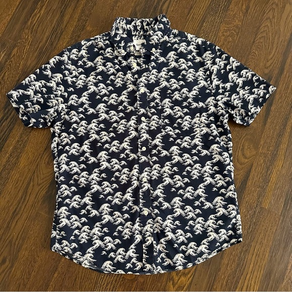 Goodfellow & Co Other - Goodfellow wave print short sleeve button down shirt top